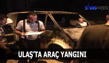 Ulaş ilçesinde bir minibüs yandı Ulaş ilçesinde bir minibüs yandı